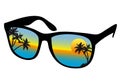 Sunglasses with sea sunset