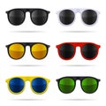 Sunglasses Set with Color Glasses on White Background. Vector Royalty Free Stock Photo