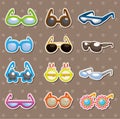 Sunglasses set stickers Royalty Free Stock Photo