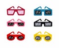 Sunglasses set vector illustration. Different shapes and colors. Isolated on white background. Royalty Free Stock Photo