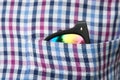 Sunglasses in a shirt pocket.