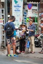 Sunglasses street pedlar in Saigon