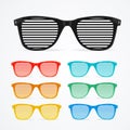 Sunglasses Striped Colorful Set Retro Concept. Vector