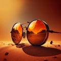 Sunglasses, sunset, travel, concept