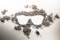 Sunglasses symbol silhouette drawing made in ash as uv sun burn