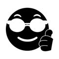 Sunglasses and thumb emoticon style pictogram