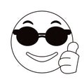 Sunglasses and thumb emoticon style thin line