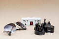 Sunglasses and universal adaptor set Royalty Free Stock Photo