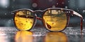 Sunglasses and waterdrop copy space blurred background Royalty Free Stock Photo