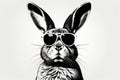 Sunglasses-Wearing Bunny in Monochrome