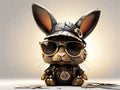 Sunglasses-Wearing Bunny in Steampunk Attire