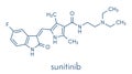 Sunitinib cancer drug molecule. Skeletal formula. Royalty Free Stock Photo