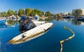 Sunken boat in Eleusis harbor, Attica, Greece