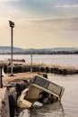 Sunken boat old boat sea seascape ship view of the city