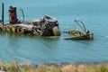 Sunken boat in the Rogue River Royalty Free Stock Photo