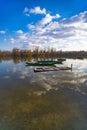Sunken boats  the water at winter time Royalty Free Stock Photo