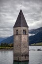 Sunken campanile of Lake Resia, Italy Royalty Free Stock Photo