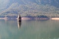 Sunken church on a lake