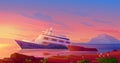 Sunken cruise ship in ocean harbor at sunset Royalty Free Stock Photo