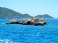 The sunken ruins on the island of Kekova, ancient Lycian city of Simena, Antalya, Turkey Royalty Free Stock Photo