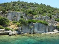 The sunken ruins on the island of Kekova, ancient Lycian city of Simena, Antalya, Turkey Royalty Free Stock Photo