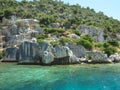 The sunken ruins on the island of Kekova, ancient Lycian city of Simena, Antalya, Turkey Royalty Free Stock Photo