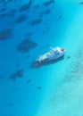 Sunken Ship in Clear Blue Ocean Water Vertical Royalty Free Stock Photo