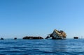 Sunken ship on coralreef near of Tiran island in Egypt Royalty Free Stock Photo