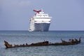 The Sunken Ship And A Cruise Liner In Grand Cayman Royalty Free Stock Photo