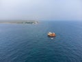 sunken ship, grounded transport ship, rusty skeleton of ship