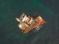 sunken ship, grounded transport ship, rusty skeleton of ship