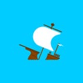 Sunken ship isolated. ship sank in ocean. vector illustration