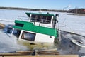 Sunken ship in the Lappeenranta harbor at winter.