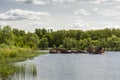 Sunken ships in the port of Chernobyl Royalty Free Stock Photo