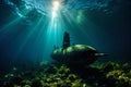 sunken submarine at the bottom of the ocean generative ai