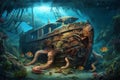 Sunken Treasure: Octopus, Chest & Fish, Ultra HD & Wide Angle!