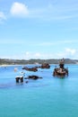 Sunken Wrecks off a tropical Island