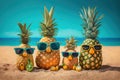 Sunkissed Style: A Pineapple Family\'s Beach Adventure Royalty Free Stock Photo