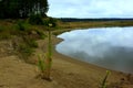 Sunless beach near the lake