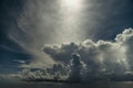 Sunlight above heaven, sky background with clouds