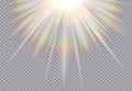 Sunlight beam with rainbow glow and transparency, creating a bright and magical overlay effect. Great for design, illustration Royalty Free Stock Photo