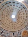 Sunlight beaming through the hole in the dome of Pantheon