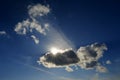 Sunlight behind the cloud on the dramatic moody sky