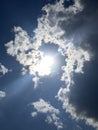 Sunlight Breaking Through Dramatic Clouds in Blue Sky Royalty Free Stock Photo