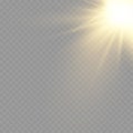 Sunlight with bright explosion, flare sun rays. Royalty Free Stock Photo