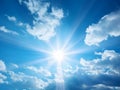 Sunlight Bursting Through Blue Sky and Light Clouds. Generative AI Royalty Free Stock Photo