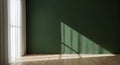 Sunlight casting shadow on green wall 3d rendered illustration Royalty Free Stock Photo