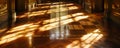Sunlight casting shadows on elegant wooden floor Royalty Free Stock Photo