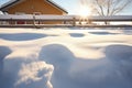 sunlight casting shadows on a snowdrift Royalty Free Stock Photo