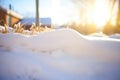 sunlight casting shadows on a snowdrift Royalty Free Stock Photo